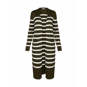 Talbots Petite Olive Green White Striped Duster Cardigan Sweater PS 341113